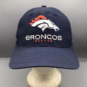 Denver Broncos Logo 7 Vintage 90's Adjustable Snapback Cap Hat Blue Script EUC